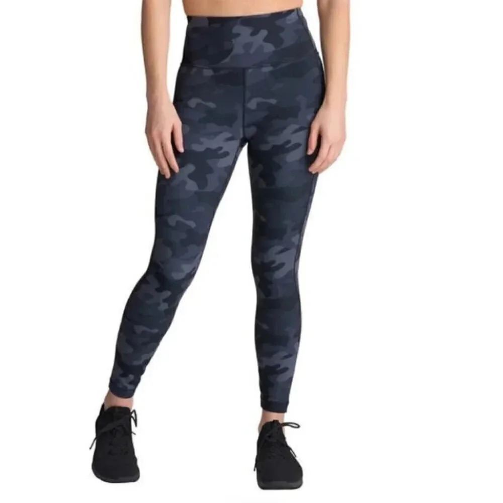 Lolë Activewear Workout Leggings Gym Grey Black Camouflage Print  Small NWT
